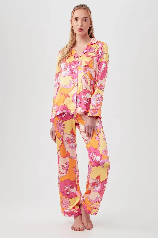 APACHE BLOOM WOMEN'S LONG SLEEVE LONG PANT SILK PJ SET