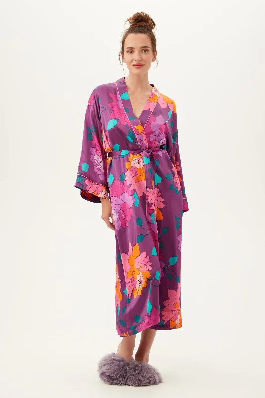 EVENING BLOOM WOMEN'S LONG SLEEVE SILK ROBE