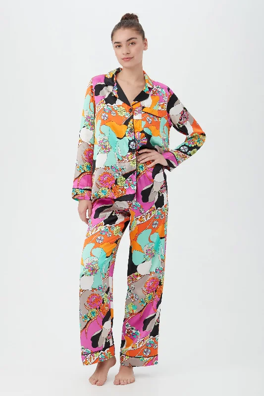 SKIPPER SWIRL WOMEN'S LONG SLEEVE LONG PANT SILK PJ SET