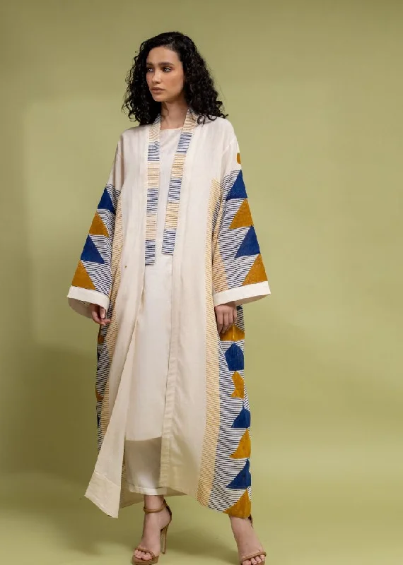 Triangular Off White Abaya