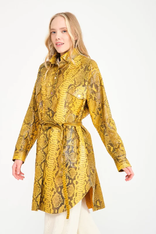 Yellow Python Leather Coat