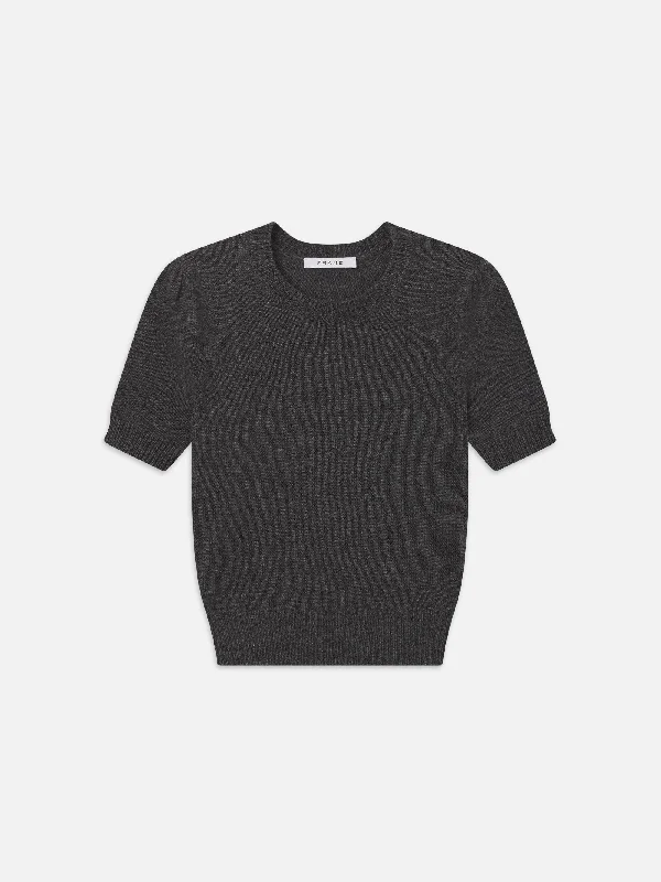 Cashmere Gathered Sweater -- Dark Gris Heather