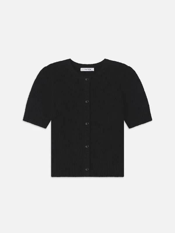 Shrunken Short Sleeve Cardi -- Black