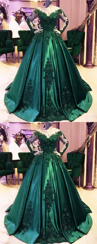 Dark green ball gown,emerald green prom dress,ball gown wedding dress     cg21985