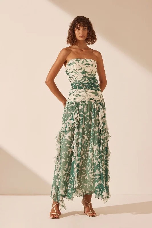 MARGUERITE STRAPLESS CONTRAST MAXI DRESS