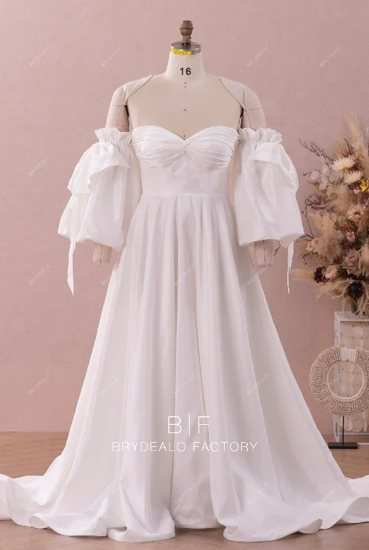 Plus Size Bubble Sleeve Sweetheart Designer Taffeta Wedding Dress