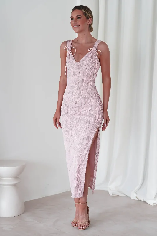 Simona Textured Maxi Dress | Blush