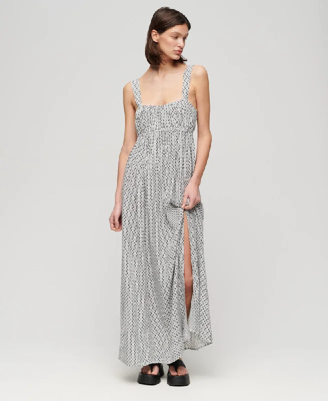 Tie Back Maxi Dress | Mono Cross Geo