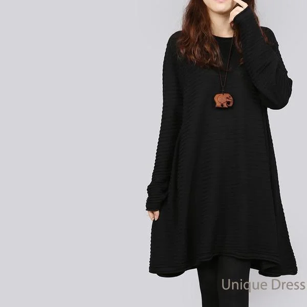 Black woolen causal women sweater dress