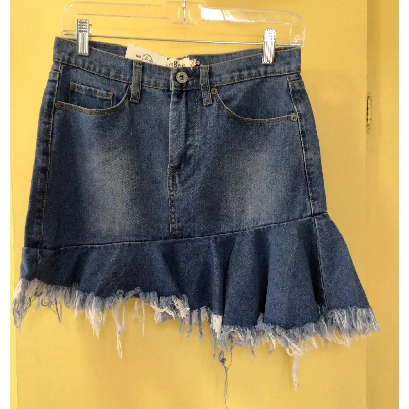 Denim,. Ruffle Hem Skirt