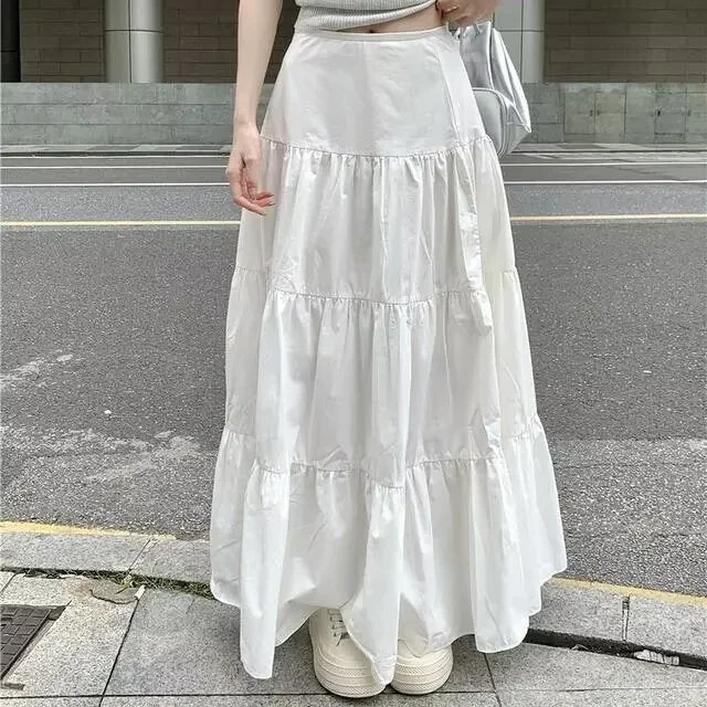 Lunivop hipster Summer 2024 New White Skirt Women's Skirt Small Long A- line Skirt Cake Skirt Women's Skirt