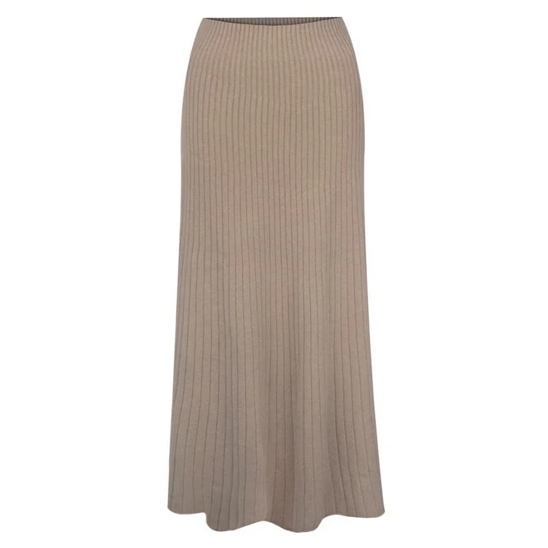 Sachia Ribbed Long Skirt in Smoke