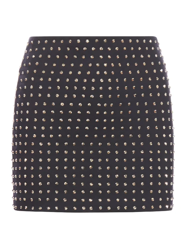 Scuba jersey skirt with rhinestones