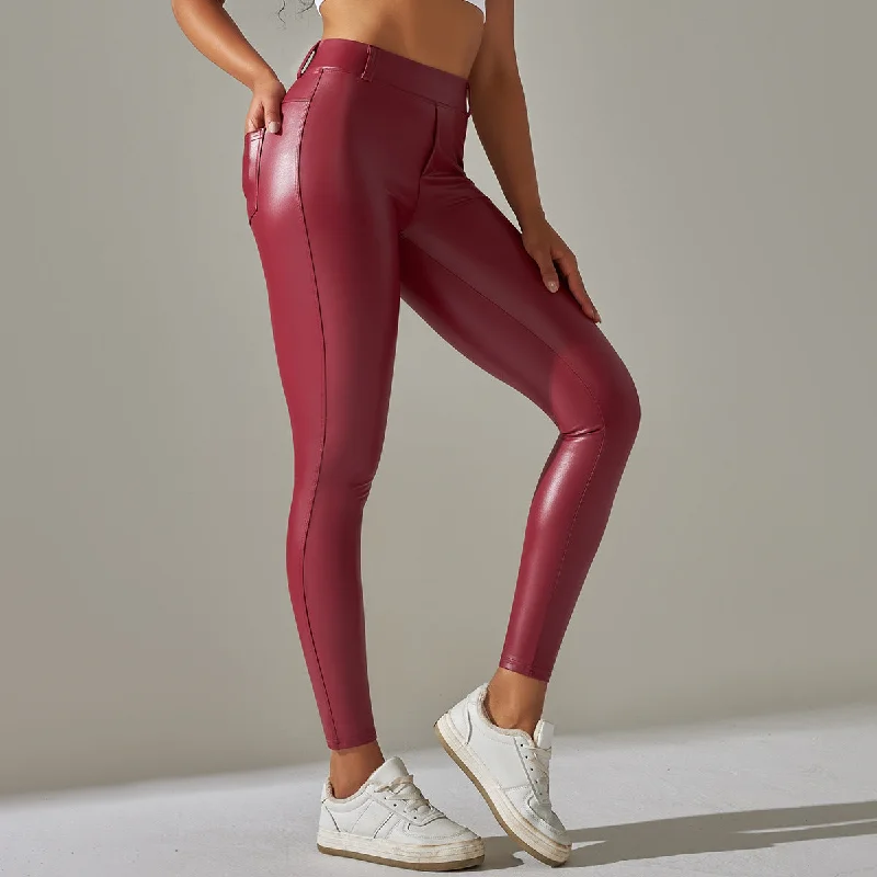 6617 Leather Pants Red