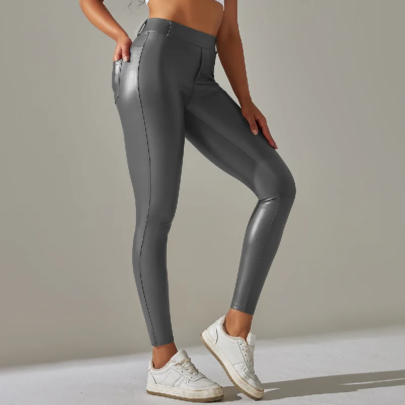 6617 Leather Pants Grey