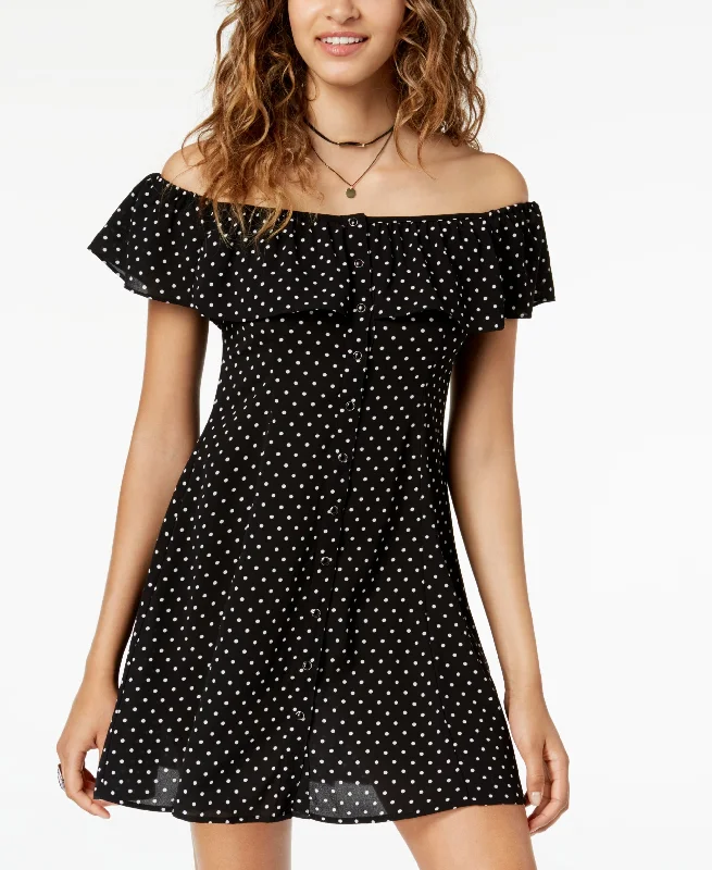 Juniors' Off-The-Shoulder A-Line Dress