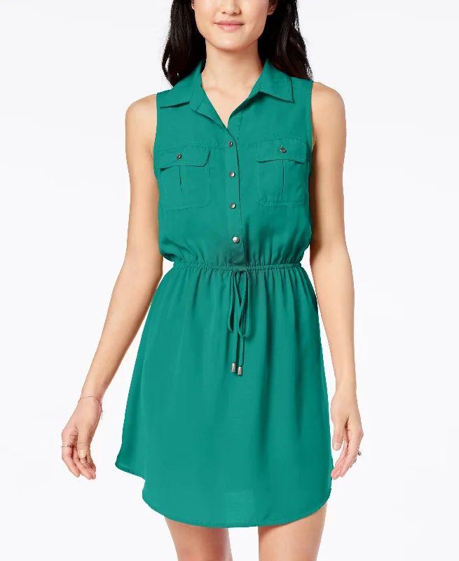 Be Bop Juniors Sleeveless Drawstring Shirtdress