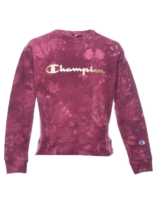 Champion Tie-dye Printed Plum & Gold Sweatshirt - S