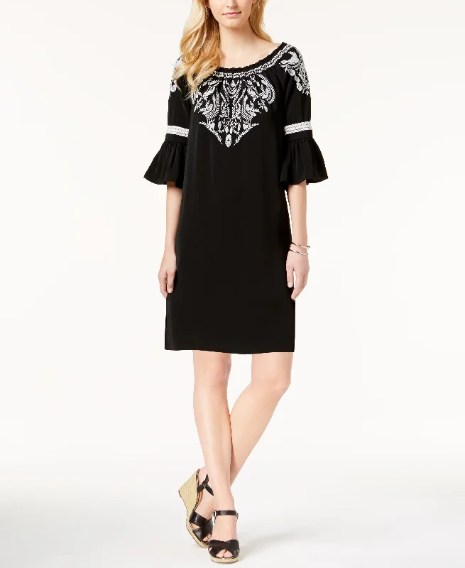 Charter Club Embroidered Bell Sleeve Dress