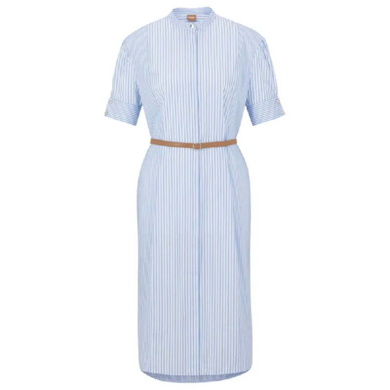 Cotton shirt dress with vertical stripes