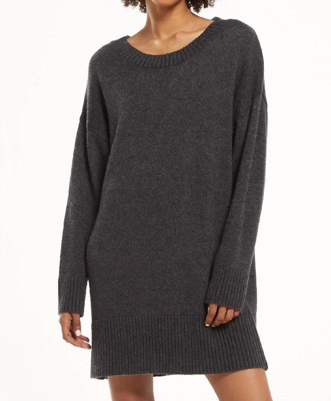 Crary Knit Sweater Dress in Charcoal