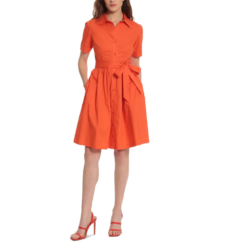 Donna Morgan Cotton Fit Flare Shirt Dress