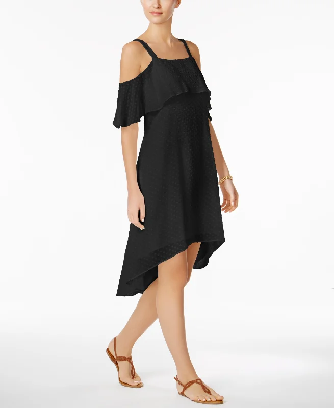 Eci Cold Shoulder High Low Dress