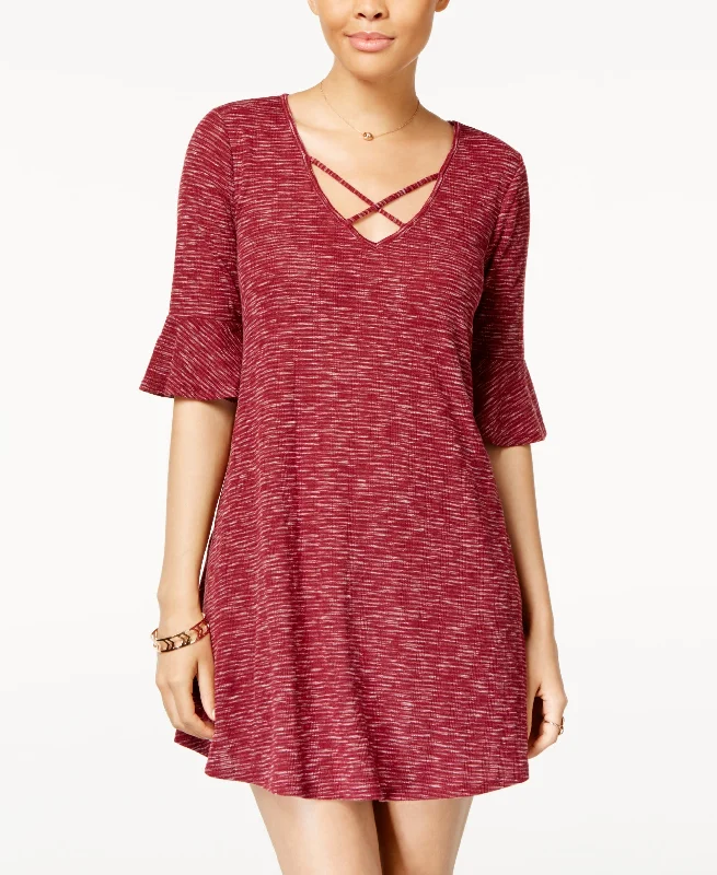 Juniors' Bell-Sleeve Crisscross-Neck Dress