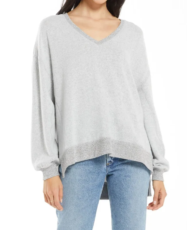 Marietta Fleece Oversized Sweater in Heather Grey