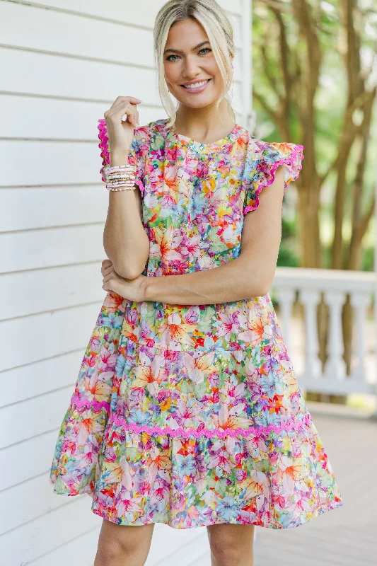 Open Your Heart Pink Floral Dress