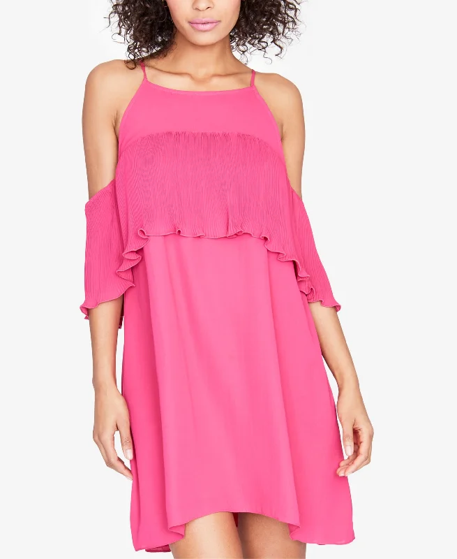 Rachel Rachel Roy Pleated Ruffle Cold Shoulder Dress