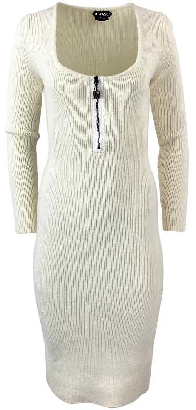 Tom Ford Square Neck Dress in Cream