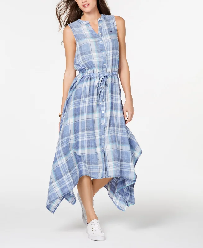 Tommy Hilfiger Sleeveless Handkerchief Hem Shirtdress