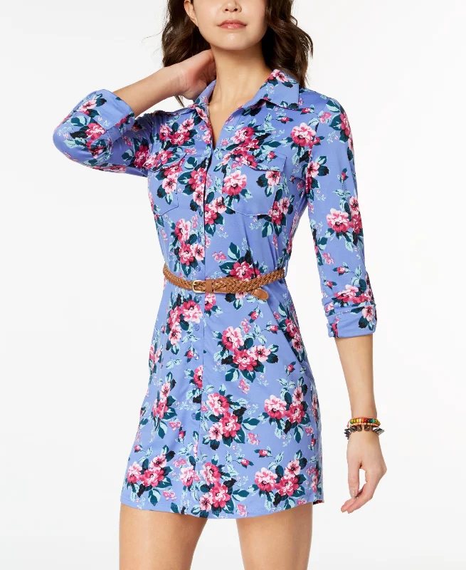 Ultra Flirt Juniors Belted Printed Shirtdress