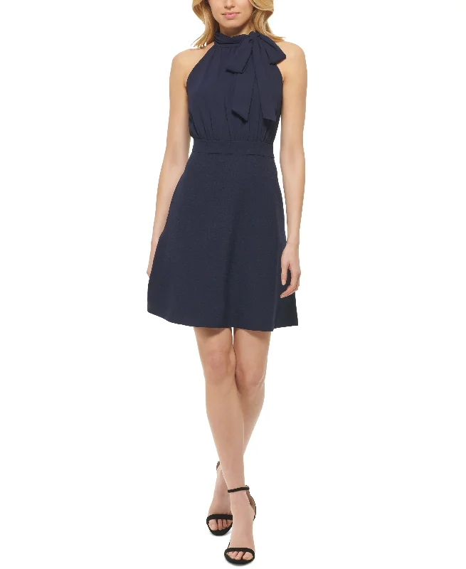 Vince Camuto Womens Tie Neck A Line Dress