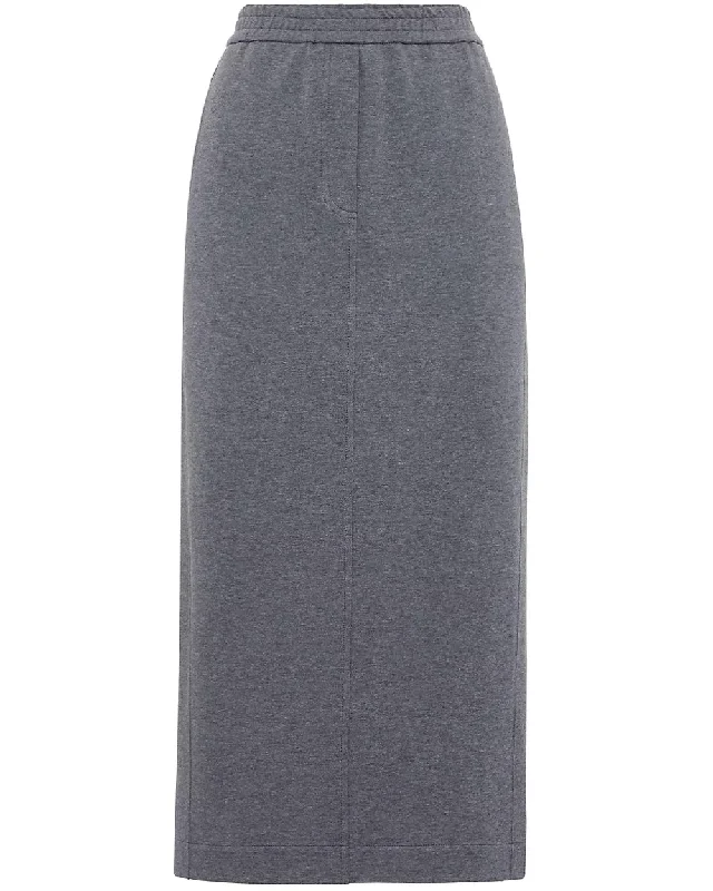 Charcoal Ribbed Knit Midi Skirt