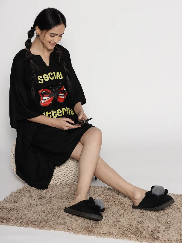 Black Rayon Kaftan - Social butterfly