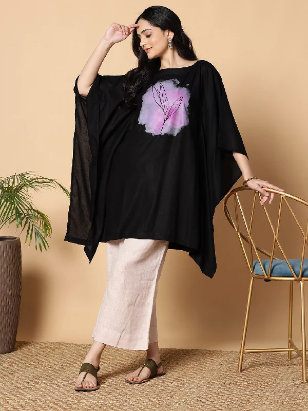 Black Kaftan Kurta - Purple