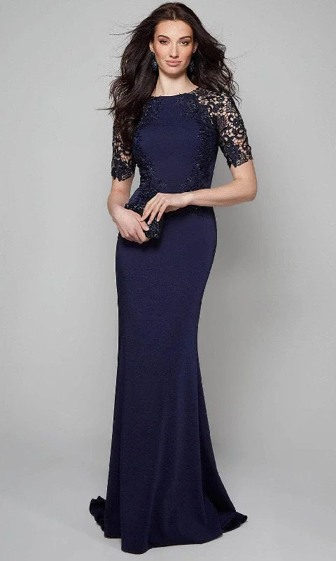 Alyce Paris 27585 - Embroidered Lace Jewel Neck Long Dress