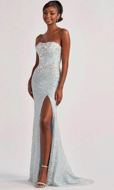 Colette By Daphne CL8595 - Lace Detailed Sheath Prom Dress