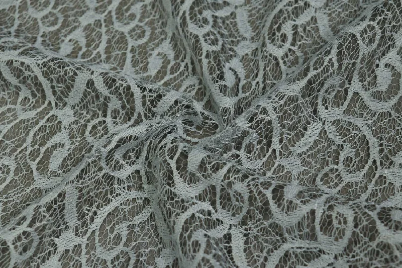 Daisy Blue Abstract Lace Polyester Fabric