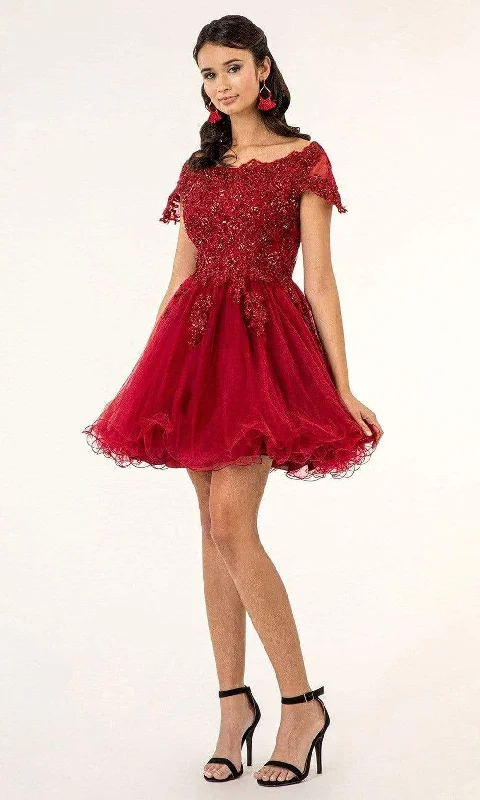 Elizabeth K - GS1953 Lace Embroidered Bodice Fit and Flare Tulle Dress