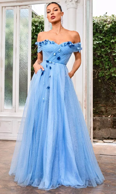 J'Adore Dresses J24005 - Off Shoulder Tulle Prom Dress