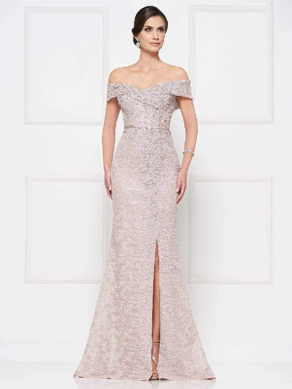 Rina Di Montella - RD2655 Lace Off-Shoulder Trumpet Dress With Slit