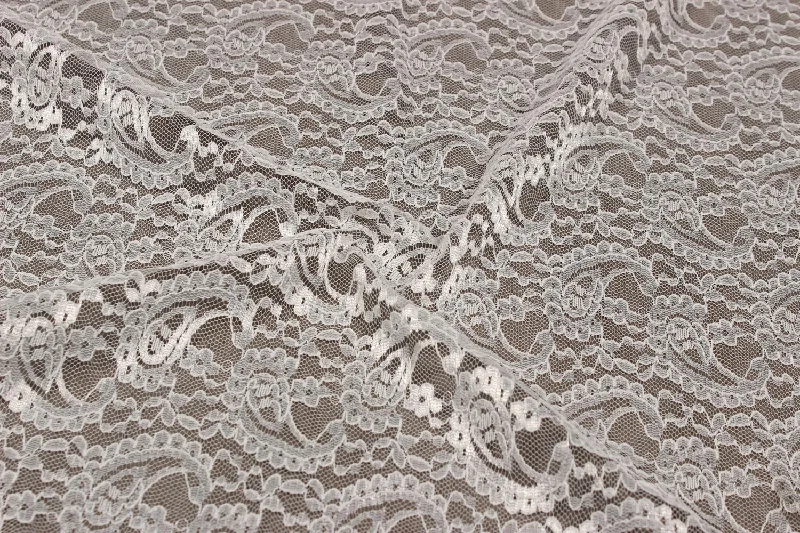 White Paisley Lace Polyester Fabric