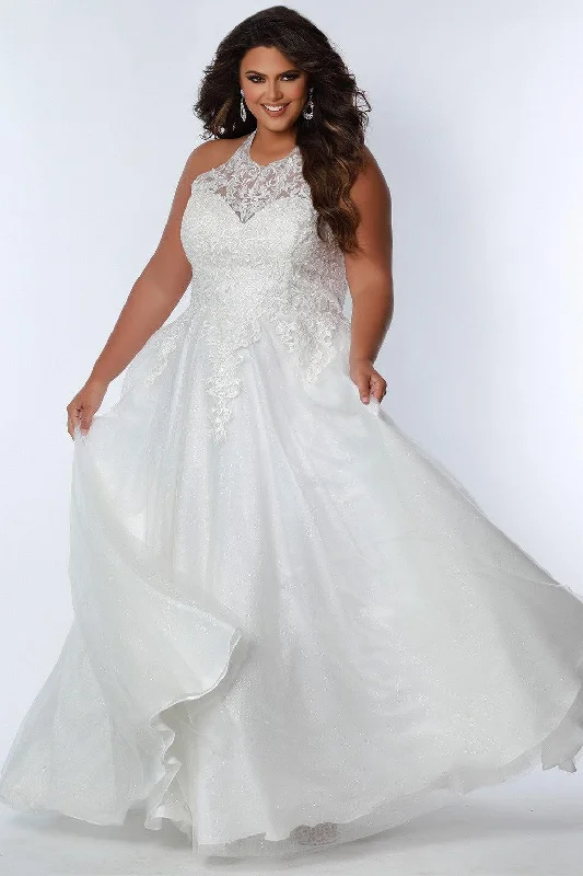 Sydneys Closet SC7352 Plus Size Long Halter Prom Dress